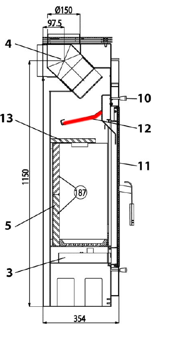 Haas-Sohn Ascoli 219.17 røgvenderplade nede