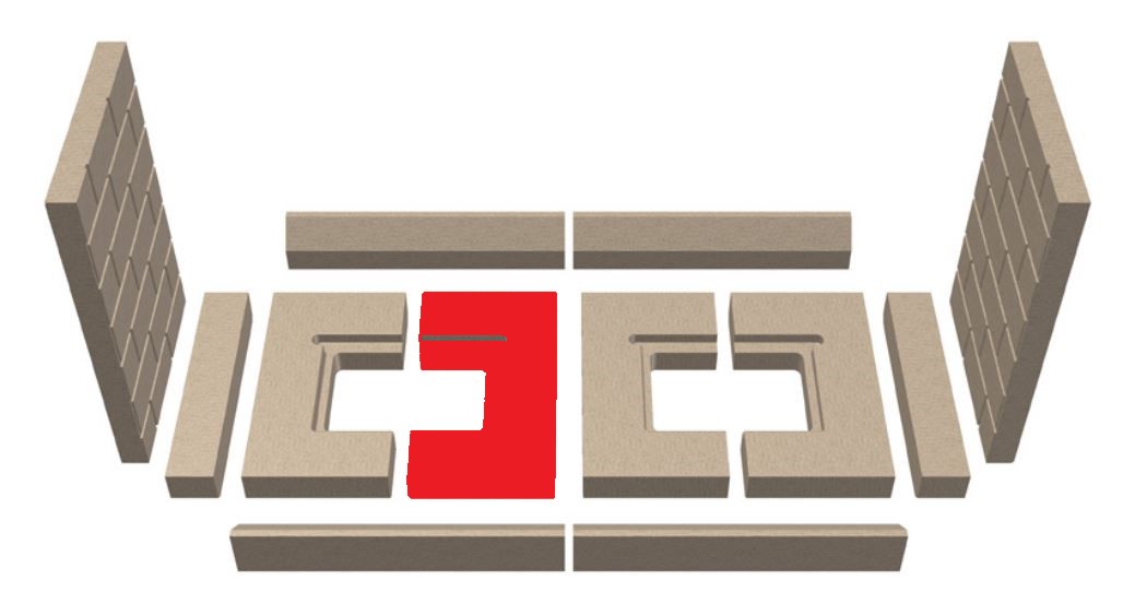 Schmid Lina TV 100 Bodenstein links mittig Schamottestein Schmid Lina TV 100 Bodenstein links mittig Schamottestein