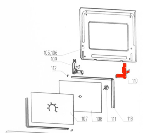 Wamsler K128 cerniera a destra sportello forno Wamsler K128 cerniera a destra sportello forno
