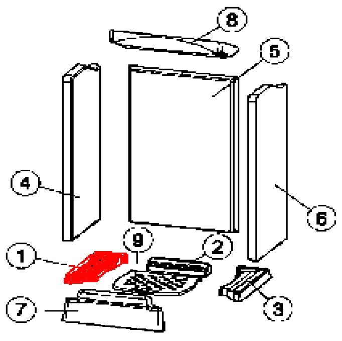 Austroflamm Yan Xtra Bodenstein links Explosionszeichnung Austroflamm Yan Xtra Bodenstein links Explosionszeichnung