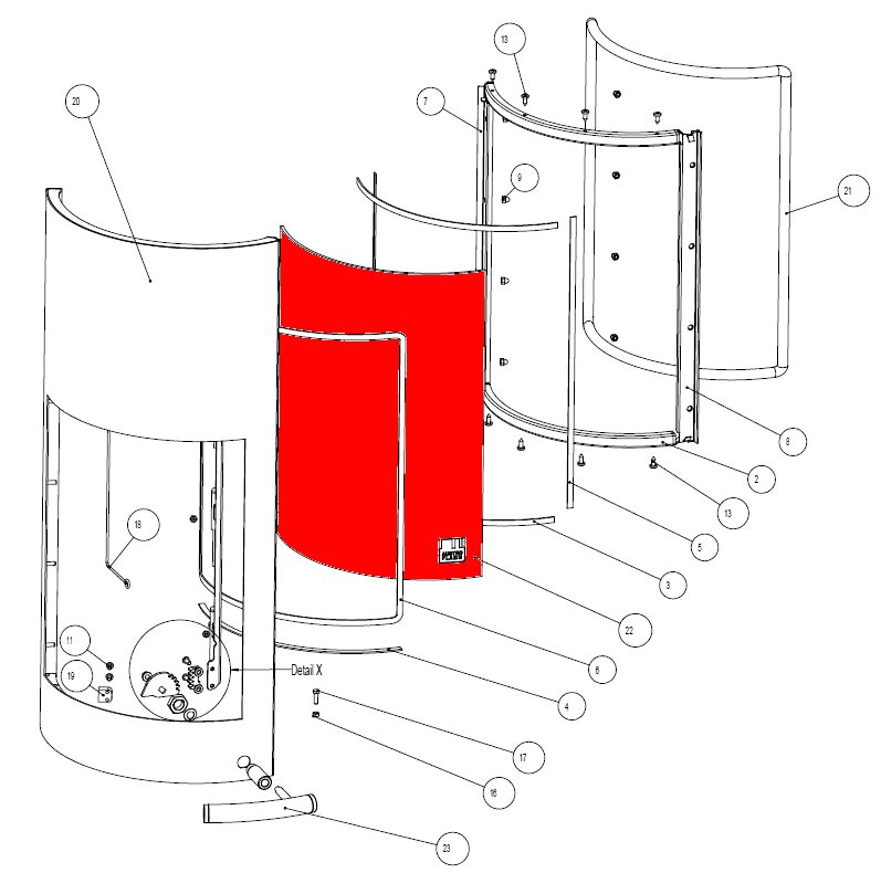 Austroflamm Pi-Ko vetro centrale Austroflamm Pi-Ko vetro centrale