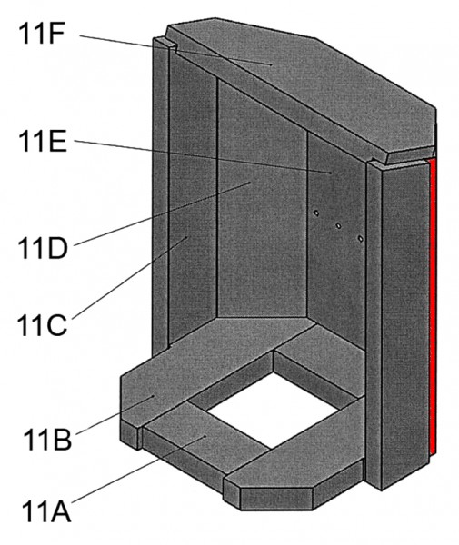 Justus Borkum Seitenstein rechts hinten A Feuerraumstein Justus Borkum Seitenstein rechts hinten A Feuerraumstein