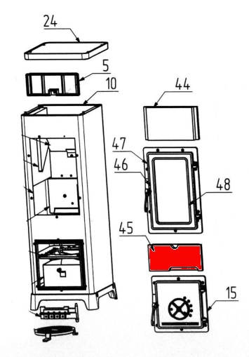 Wamsler Calor Deluxe cegła przednia na dole Wamsler Calor Deluxe cegła przednia na dole