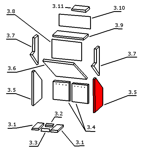 Oranier Stockholm 6 Seitenstein rechts D Brennraumstein Oranier Stockholm 6 Seitenstein rechts D Brennraumstein