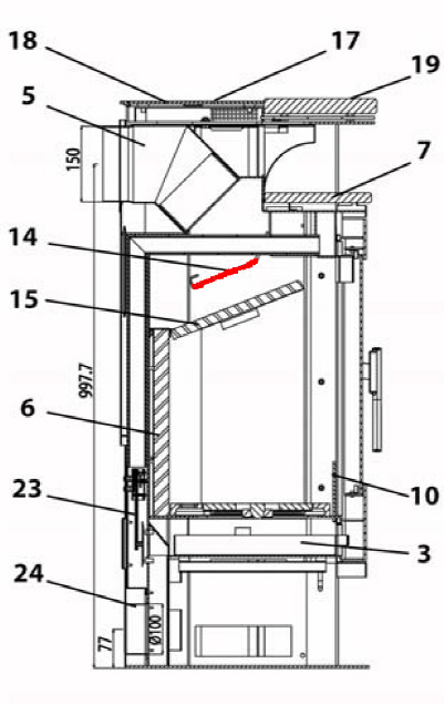 Haas-Sohn Nordal 249.17 røgvenderplade oven