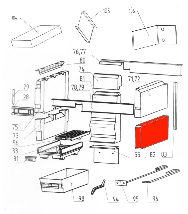 Wamsler K118 Zijsteen links onder Wamsler K118 Zijsteen links onder