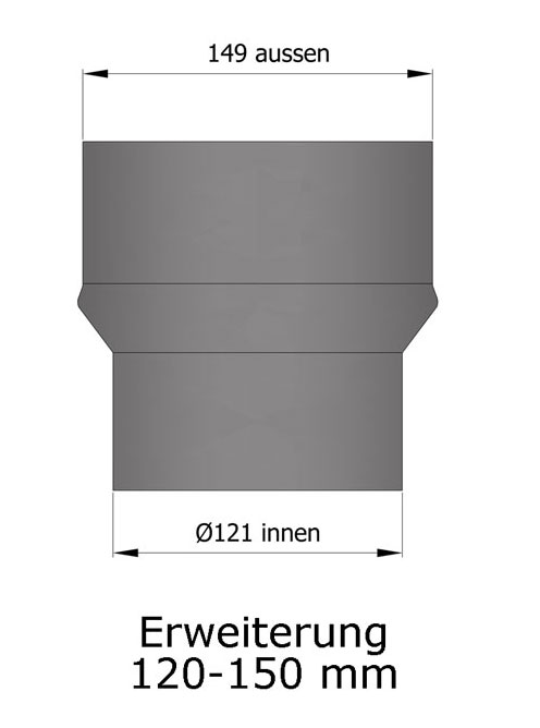 Erweiterung Rauchrohr Stahl hellgrau, eng-weit SM15-931
