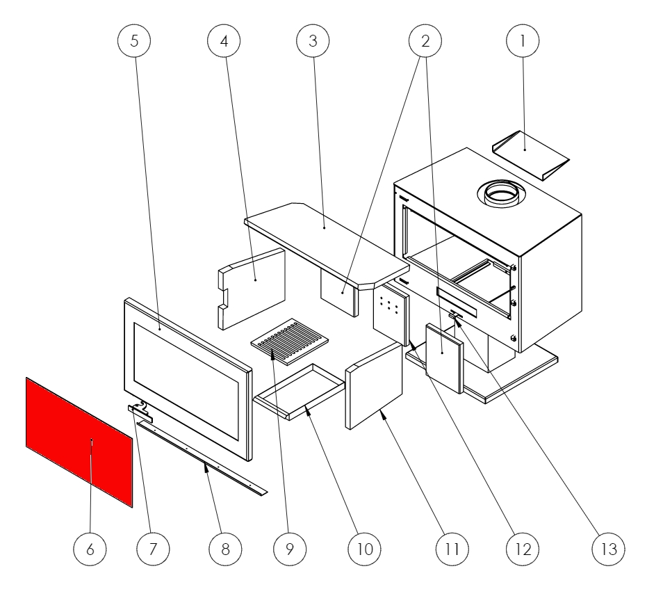 Panadero Maja-S vidrio de visualización