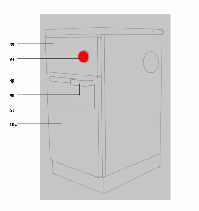 Wamsler K140 poignée de porte porte de chambre de combustion noir Wamsler K140 poignée de porte porte de chambre de combustion noir