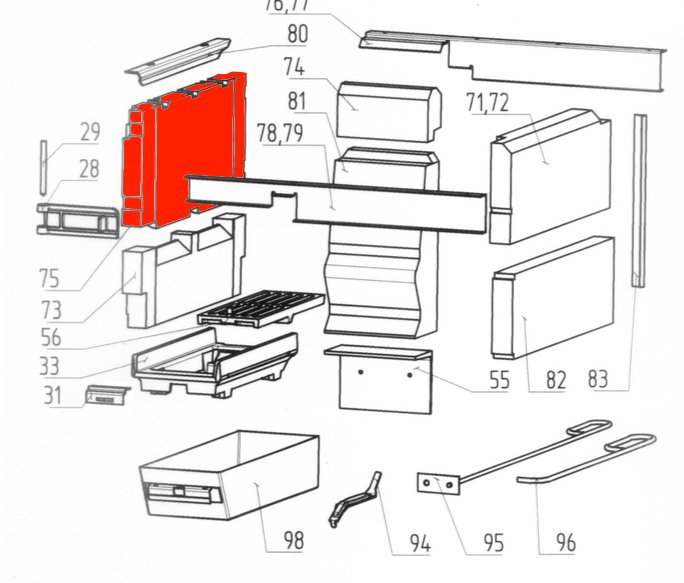Wamsler K118 Zijsteen rechts boven A Wamsler K118 Zijsteen rechts boven A