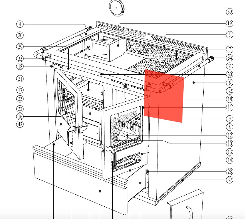 Wamsler K134F/A Achterste muur steen A Wamsler K134F/A Achterste muur steen A