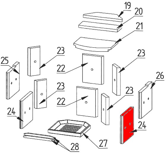 Fireplace Hamburg Seitenstein rechts unten vorne Vermiculitestein Fireplace Hamburg Seitenstein rechts unten vorne Vermiculitestein