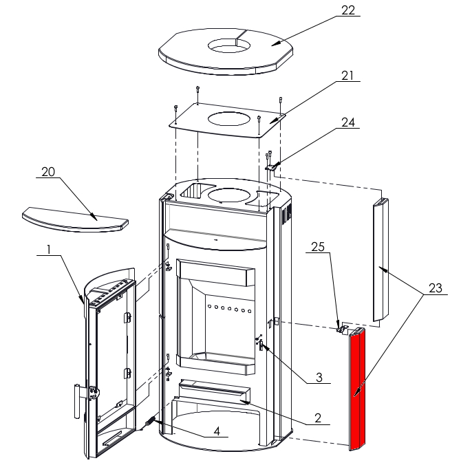 Fireplace Prag rivestimento laterale a destra in basso Fireplace Prag rivestimento laterale a destra in basso
