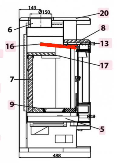 Haas-Sohn Göteborg 252.15 røgvenderplade oven Haas-Sohn Göteborg 252.15 røgvenderplade oven
