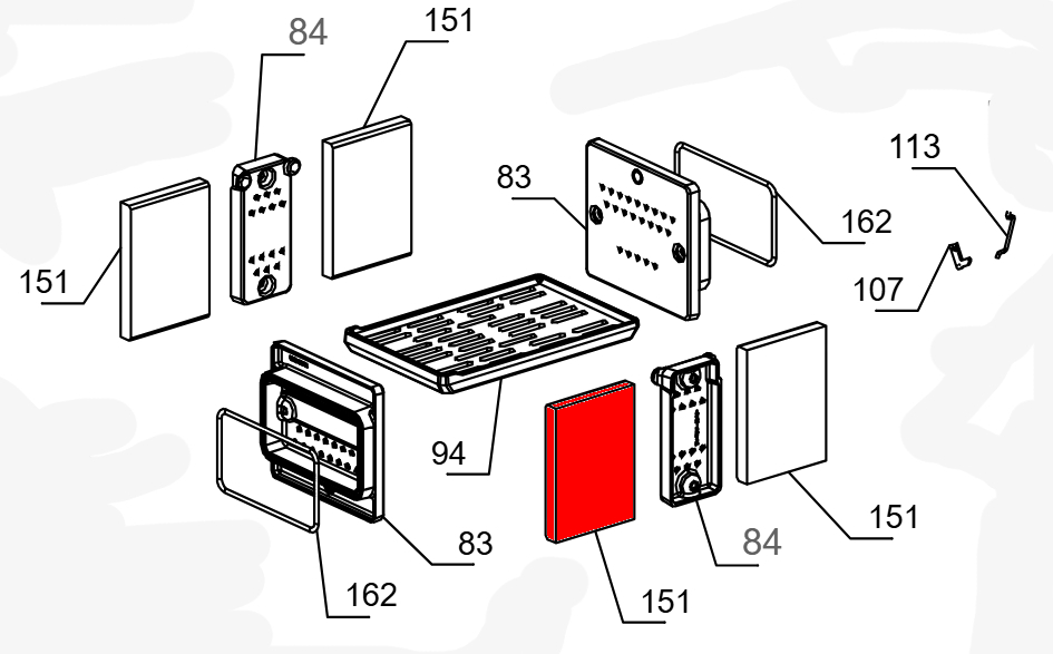 La Nordica TermoRosa XXL D.S.A. 4.0 Seitenstein rechts vorne Schamottestein